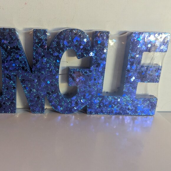 NWT Blue Sequin Glitter 'Jingle' Christmas Holiday Sign Decoration Home Michaels - Picture 2 of 7
